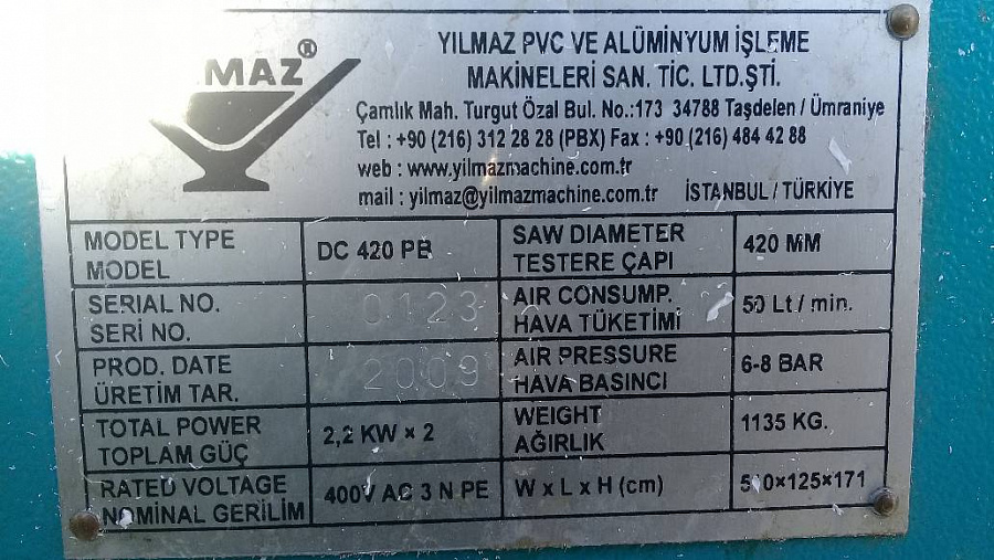 Пила автомат, штрихкод - Yilmaz DC420PB, 2009 г.в. – фото